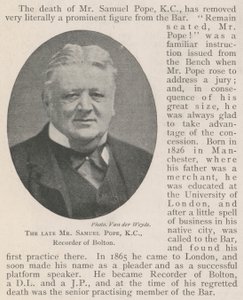 Den bortgångne Mr Samuel Pope, KC, Recorder of Bolton av English Photographer