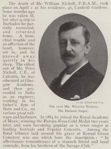 Den framlidne herr William Nicholl, den framstående sångaren av English Photographer