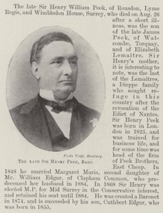 Den bortgångne Sir Henry Peek, Baronet av English Photographer
