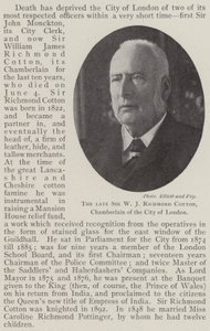 Den framlidne Sir W J Richmond Cotton, kammarherre i London City av English Photographer