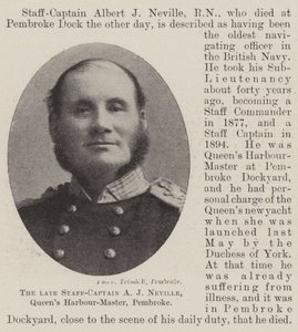 Den bortgångne Staff-kapten A J Neville, Queens Harbour-Master, Pembroke av English Photographer