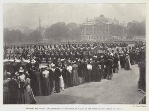 Trooping the Colour, och inspektion av Prince of Wales, vid Horse Guards Parade den 3 juni av English Photographer