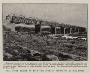 Vaal River Bridge vid fjorton strömmar sprängd av boerna av English Photographer