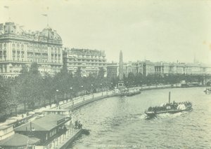 Victoria Embankment, Westminster LB: tittar norrut från Hungerford Bridge, 1895 av English Photographer