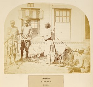 Weavers, Hindoos, Delhi, från The People of India, av J. Forbes Watson, publicerad 1868 (albumtryck) av English Photographer