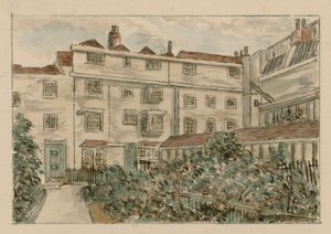 13-15 Nevills Court, Fetter Lane, Holborn, från en skiss 1900 (wc på papper) av English School