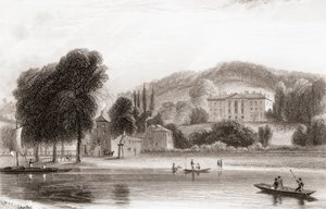 1800-talsvy av Beaumont Lodge, Old Windsor, Berkshire, England. Såldes 1854 till Society of Jesus och bytte namn till Beaumont College, en jesuitisk folkskola. Från Churton