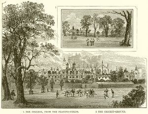 1. Kollegiet, från spelfälten. 2. The Cricket-Ground av English School