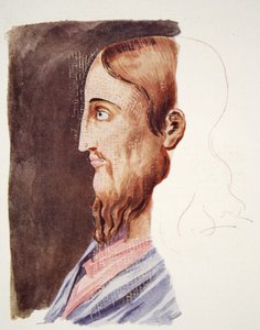 2: a århundradet porträtt av Kristus från de romerska katakomberna, ritning attri. till T. Heaphy, återgiven i The Outline of History: being a plain history of life and mankind av H.G. Wells, London (colour lith