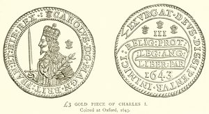 3 £ guldstycke av Charles I av English School