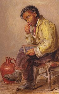 En brun studie (färglitografi) av English School