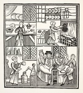 En samling kökskvitton, illustration från Chap-books of the artonde århundradet av John Ashton, pub. 1882 av English School