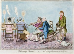 A Country Concert, or an Evenings Entertainment in Sussex, publicerad av Hannah Humphrey 1798 (handfärgad etsning) av English School