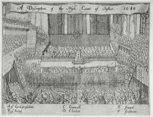 En beskrivning av High Court of Justice (The Trial of Charles I), 1600-talet av English School