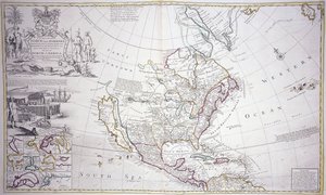 En dubbelsidig karta över Nordamerika, ca 1708-20 av English School