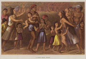 En Dyak head hunt (färg litho) av English School
