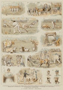 A Farm House Holiday (färg litho) av English School