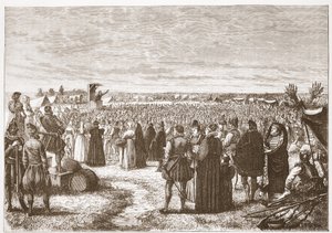 A Field-preaching near Ghent, illustration från The History of Protestantism av James Aitken Wylie (1808-1890), pub. 1878 av English School
