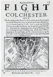 En stor och blodig kamp vid Colchester, tryckt 1648 av English School