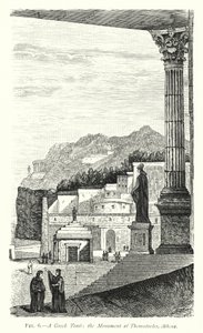En grekisk grav, Themistoklesmonumentet, Aten (gravyr) av English School