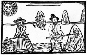 A Harvesting Scene, en illustration från "A Book of Roxburghe Ballads" av English School