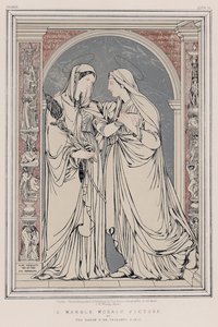 En marmormosaikbild av baronen H de Triqueti, Paris (chromolitho) av English School