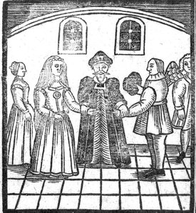A Marriage Ceremony, en illustration från A Book of Roxburghe Ballads av English School