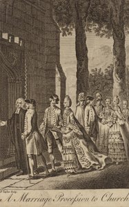 En bröllopsprocession till kyrkan av English School