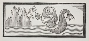 En sjöjungfru, som signalerar förstörelse för sjöfarare, illustration från Chap-books of the Eighteenth Century av John Ashton, pub. 1882 av English School