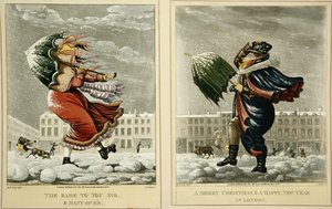 En god jul och ett gott nytt år i London: And the Same to You, Sir, and Many of Em, graverad av G. Hunt, 1827 av English School