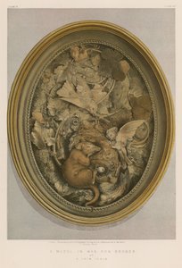 En modell i vax för brons av A Cain, Paris (chromolitho) av English School