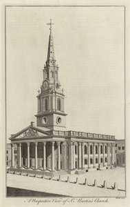 En perspektivvy av St Martins Church, London av English School
