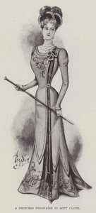 En prinsesspolonaise i mjukt tyg (litho) av English School