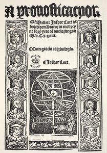 A Prognostication, av Jasper Laet (fl.1485-1532), tryckt av R. Bankes, 1524 av English School
