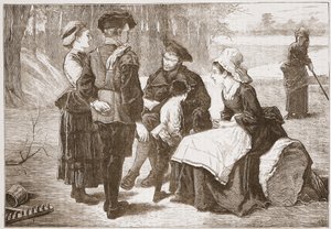 En protestantisk arbetare i Meaux som läser skrifterna för sina vänner, illustration från The History of Protestantism av James Aitken Wylie (1808-1890), pub. 1878 av English School
