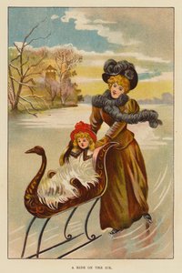 A Ride on the Ice (färg litho) av English School