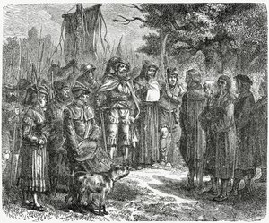 A Robber Knight kräver hyllning, 1882 av English School