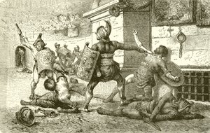En romersk helgdag. Gladiatorernas strid. The Vanquished vädjar till åskådarna av English School