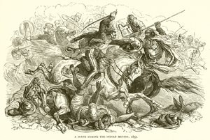 En scen under det indiska myteriet, 1857 av English School