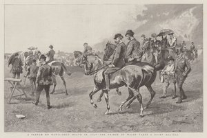 En skiss på Newmarket Heath i juli, prinsen av Wales tar en kort semester (gravyr) av English School