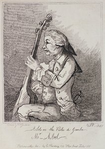 Ett solo på Viola da Gamba, Carl Friedrich Abel (1723-87) graverad av William Nelson Gardiner (1766-1814) 1787 av English School