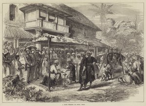 Ett tigerbröllop i Coorg, Indien (gravyr) av English School