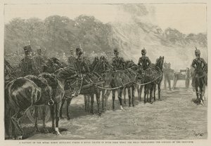 Ett batteri av Royal Horse Artillery avlossade en kunglig salut i Hyde Park när klockorna proklamerade invigningen av Imperial Institute av English School