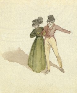 Ett par promenader, ca 1825 (wc på papper) av English School