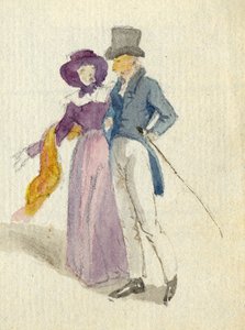 Ett par promenader, ca 1825 (wc på papper) av English School