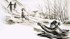 En hund räddar en man från en isig pool av English School