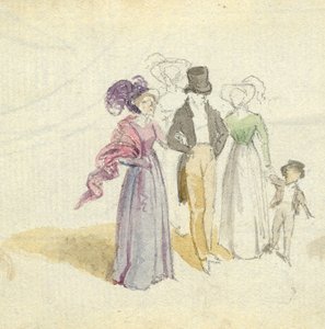 En familjevandring, ca 1825 (wc på papper) av English School