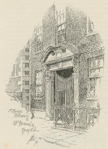 En tidigare ingång till St Thomass Hospital, London av English School