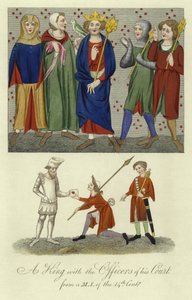 En kung och officerarna vid hans hov, 1300-talet av English School