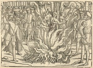 Ein beklagenswertes Schauspiel von drei Frauen (Gravur)